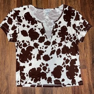 Rue 21 cow print baby tee with rhinestones